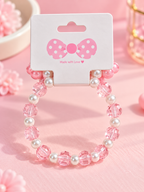 Pastel Beaded Bracelet Set with Cherry Charm- - 4 Piece