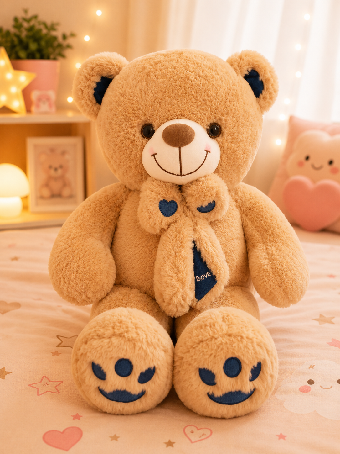 2ft Brown Teddy Bear with Blue Bow