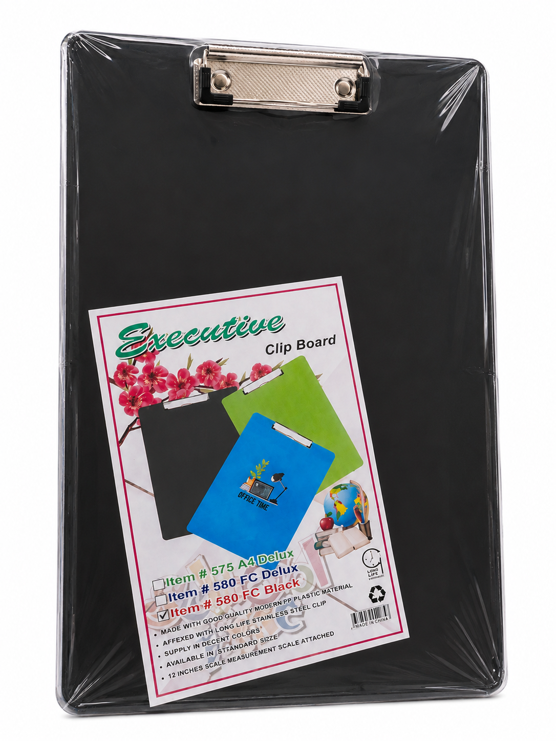 Black A4 Plastic Clipboard Main image