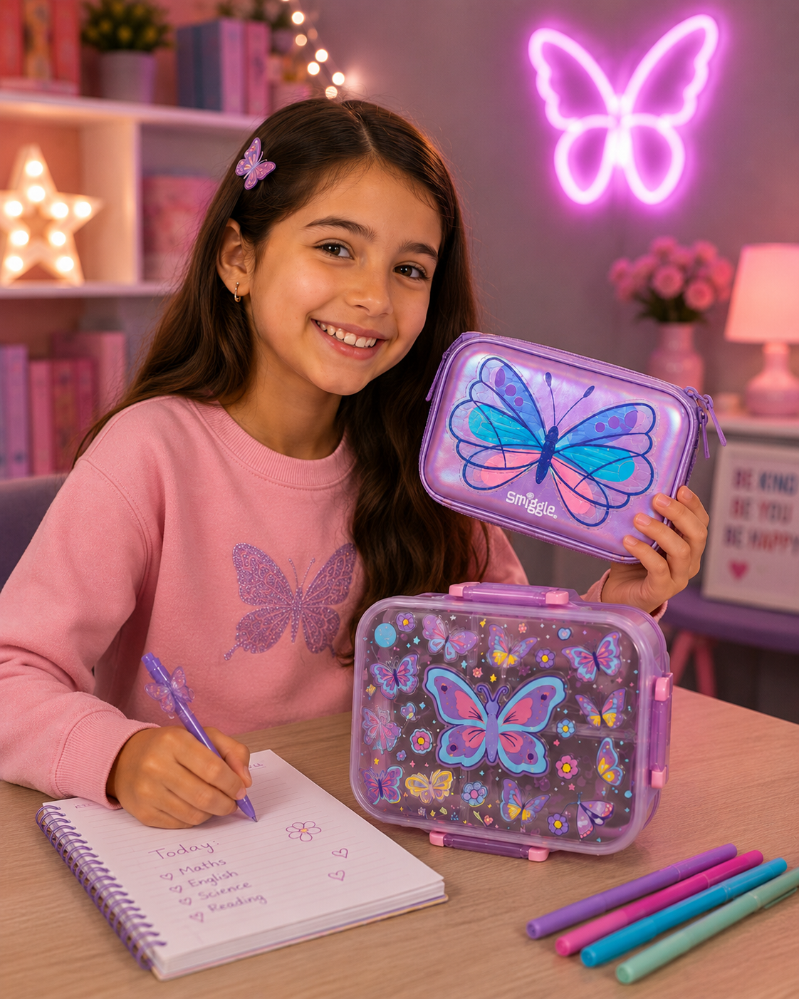 Smiggle Butterfly Pencil Case & Vest Lunch Box deal