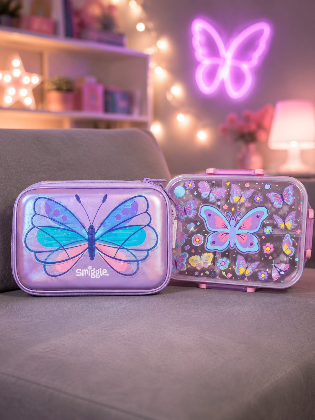 Smiggle Butterfly Pencil Case & Vest Lunch Box deal