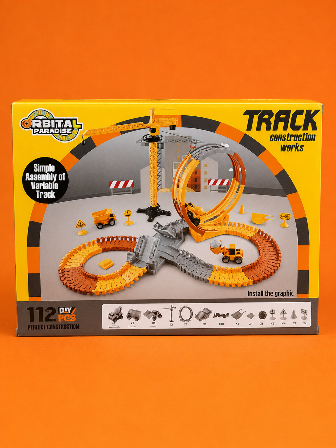 Construction Track Play Set – 112 Pieces
