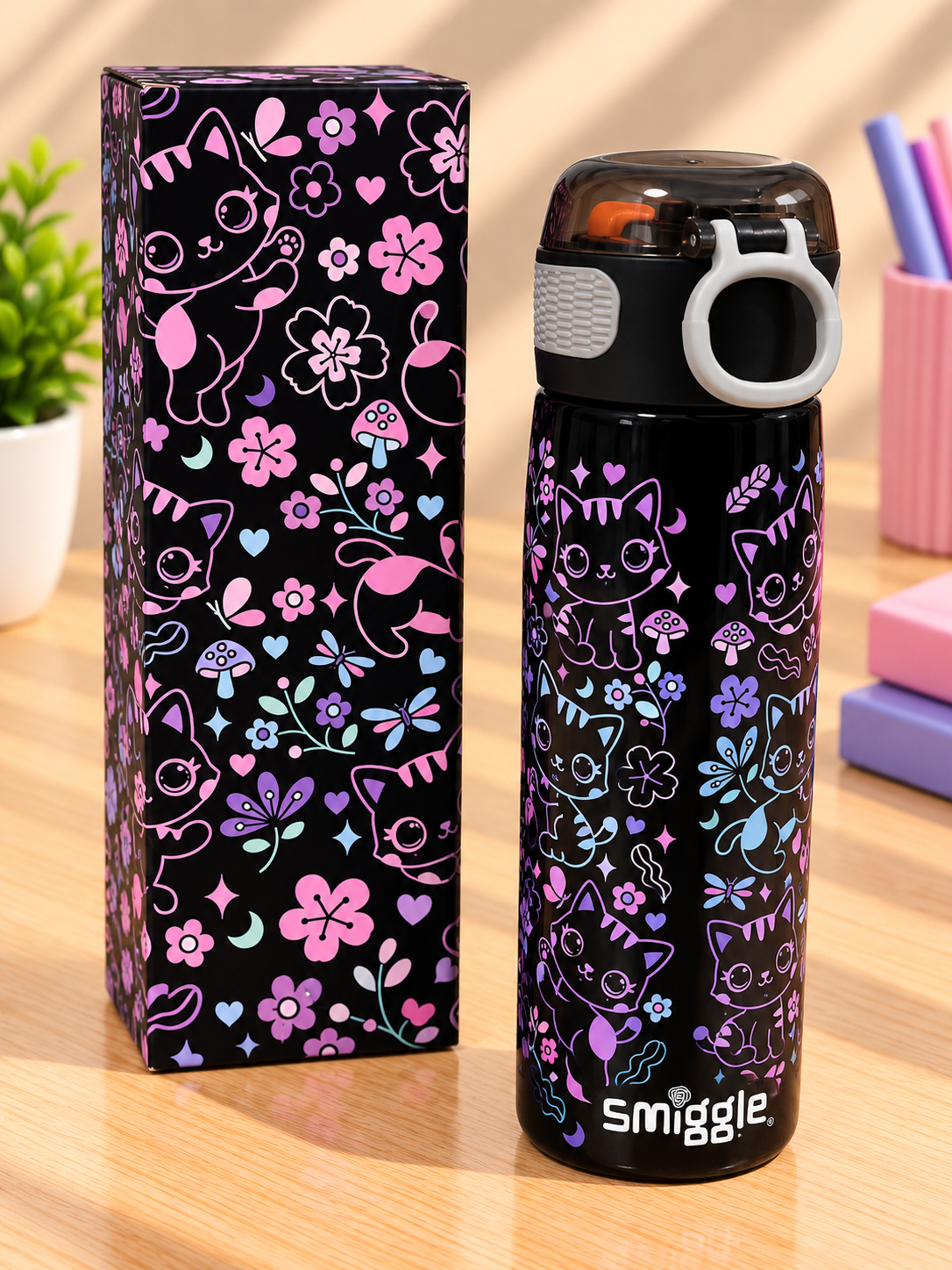 Smiggle Cosmic Cat Water Bottle – 620 ml Secondary image