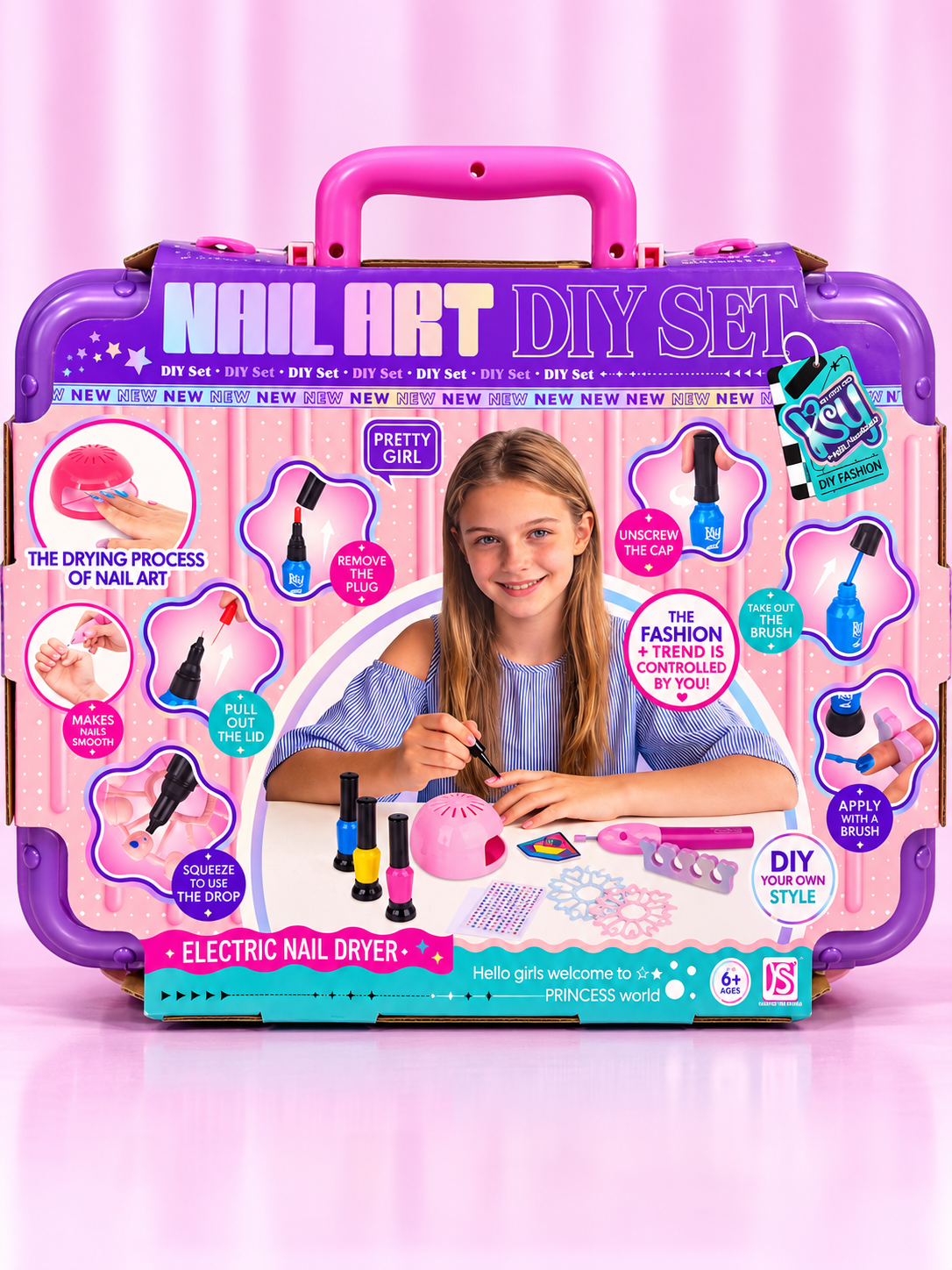 Nail Art DIY Set – Portable Nail Art Kit with Electric Nail Dryer Main image
