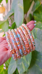 Enamel Floral Stainless Steel Bangles
