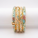 Enamel Floral Stainless Steel Bangles