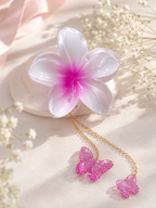 Flower Hair Claw with Butterfly Chain Charms