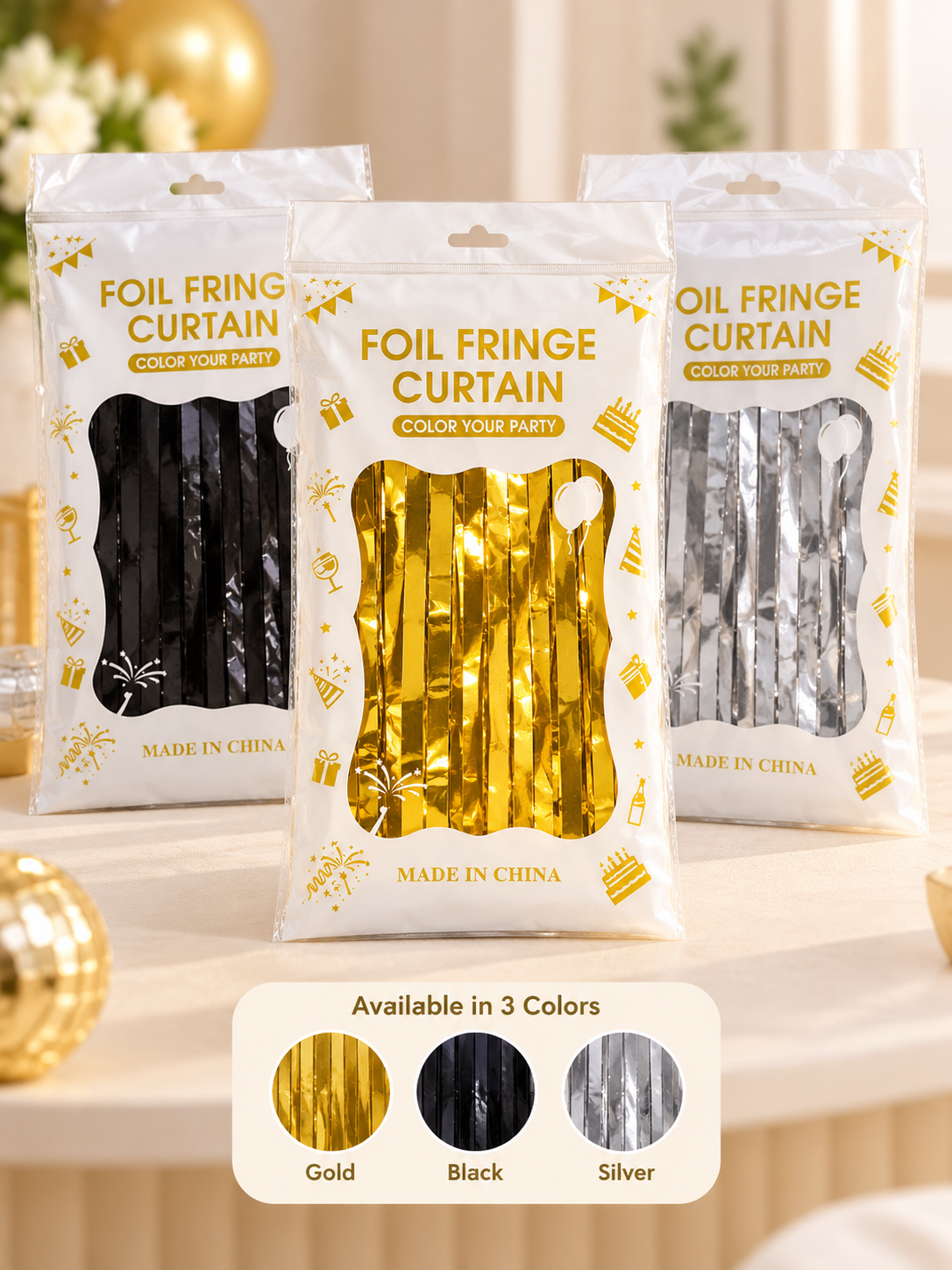 Metallic Foil Fringe Curtain