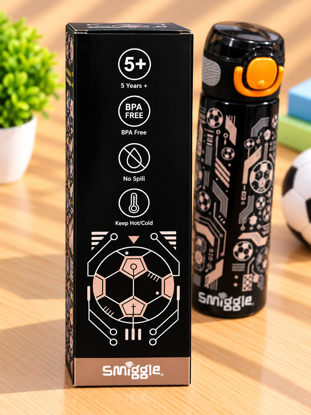 Smiggle Soccer-Insulated Water Bottle – 620 ml