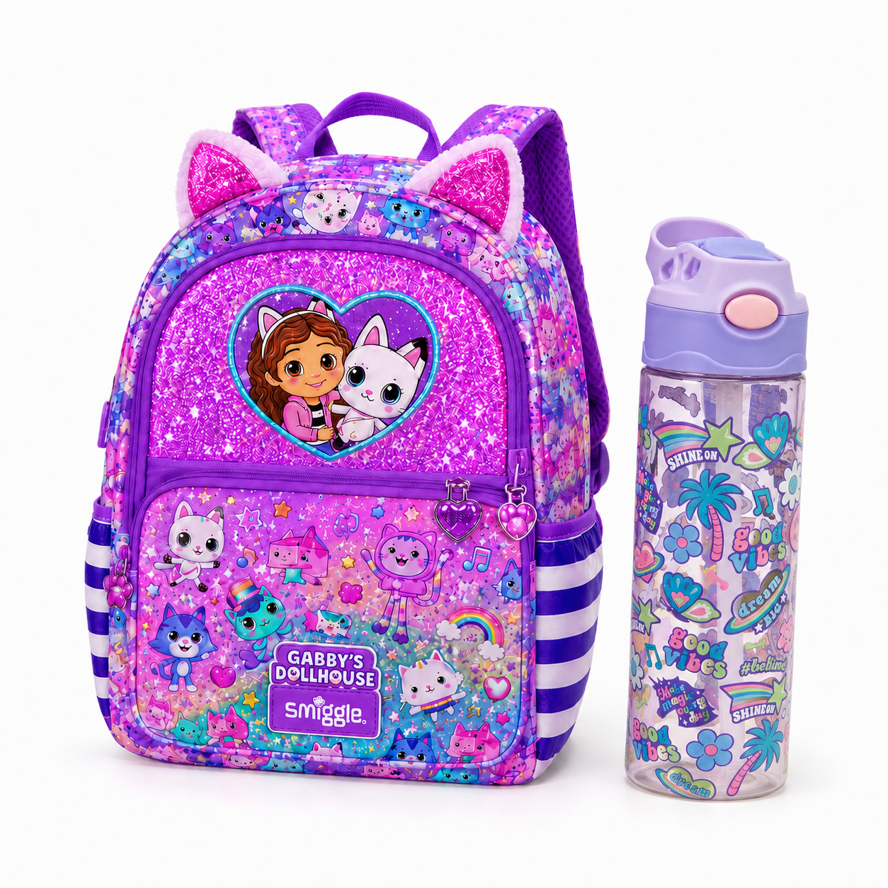 Smiggle Gabby’s Dollhouse 16.5-Inch School Bag & Water Bottle Set