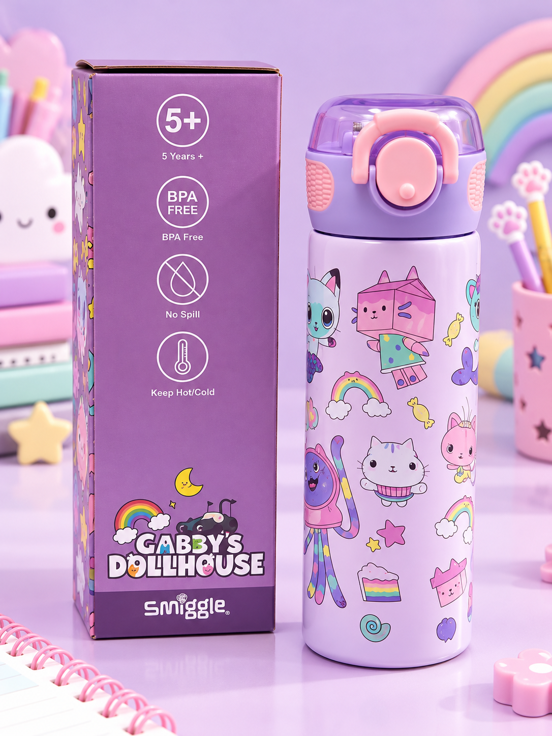 Smiggle Gabby’s Dollhouse Insulated Water Bottle – 620ml Secondary image