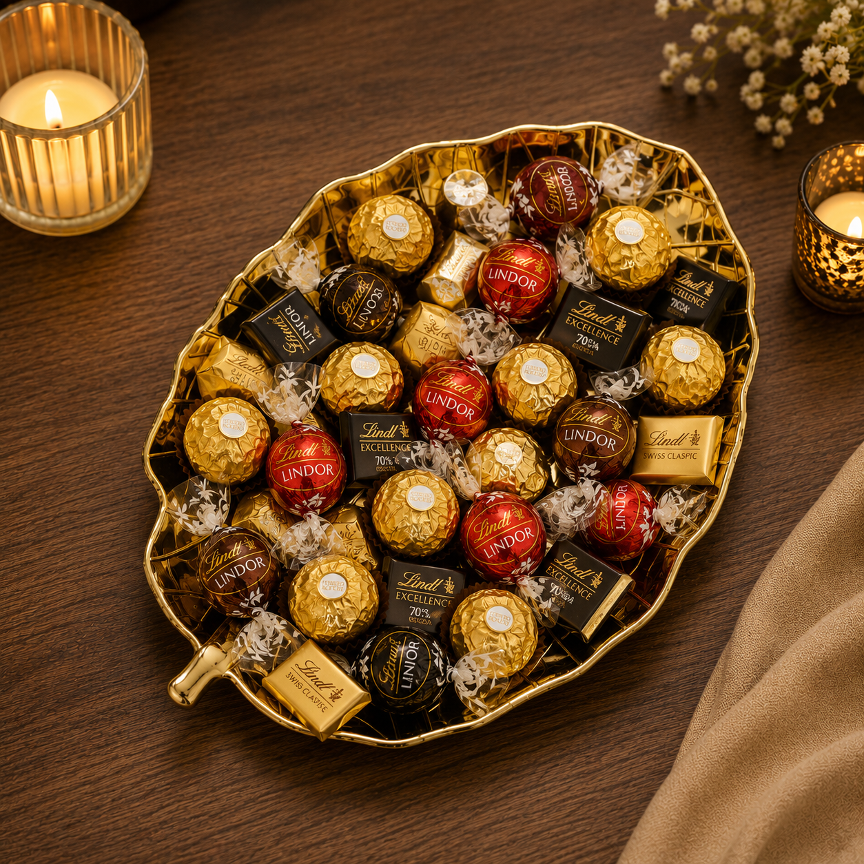 Golden Leaf Serving Tray (Plastic)