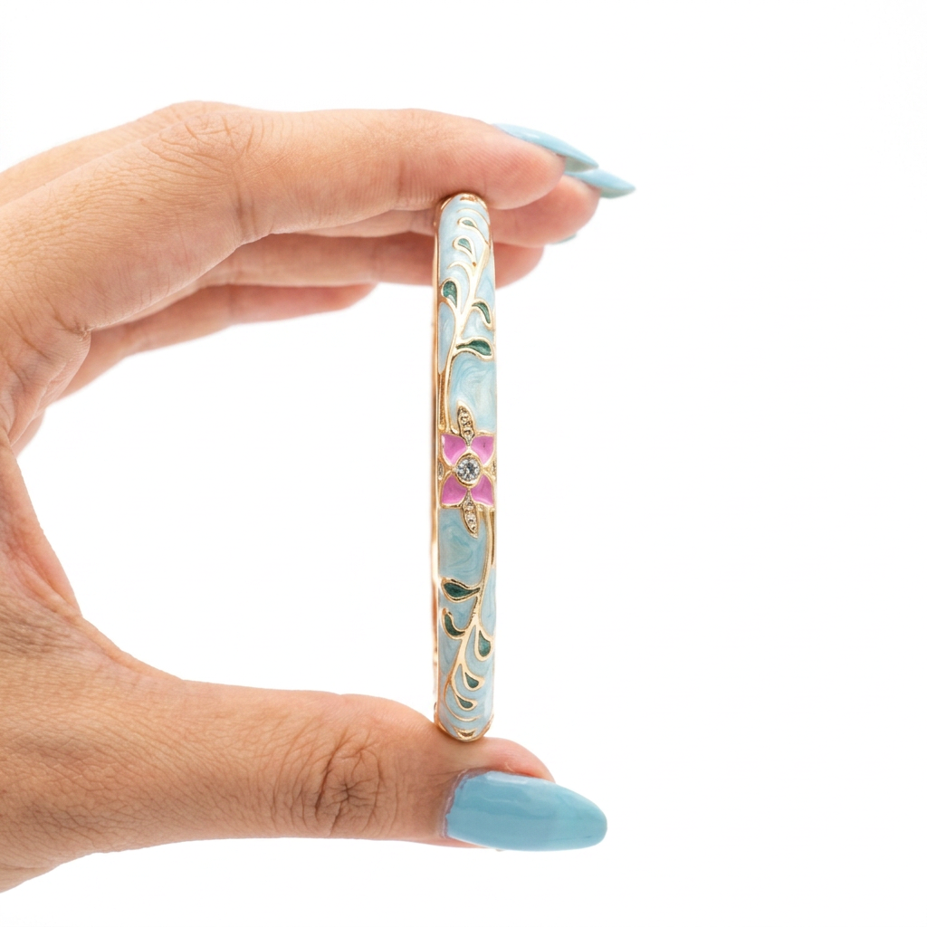 Enamel Floral Stainless Steel Bangles