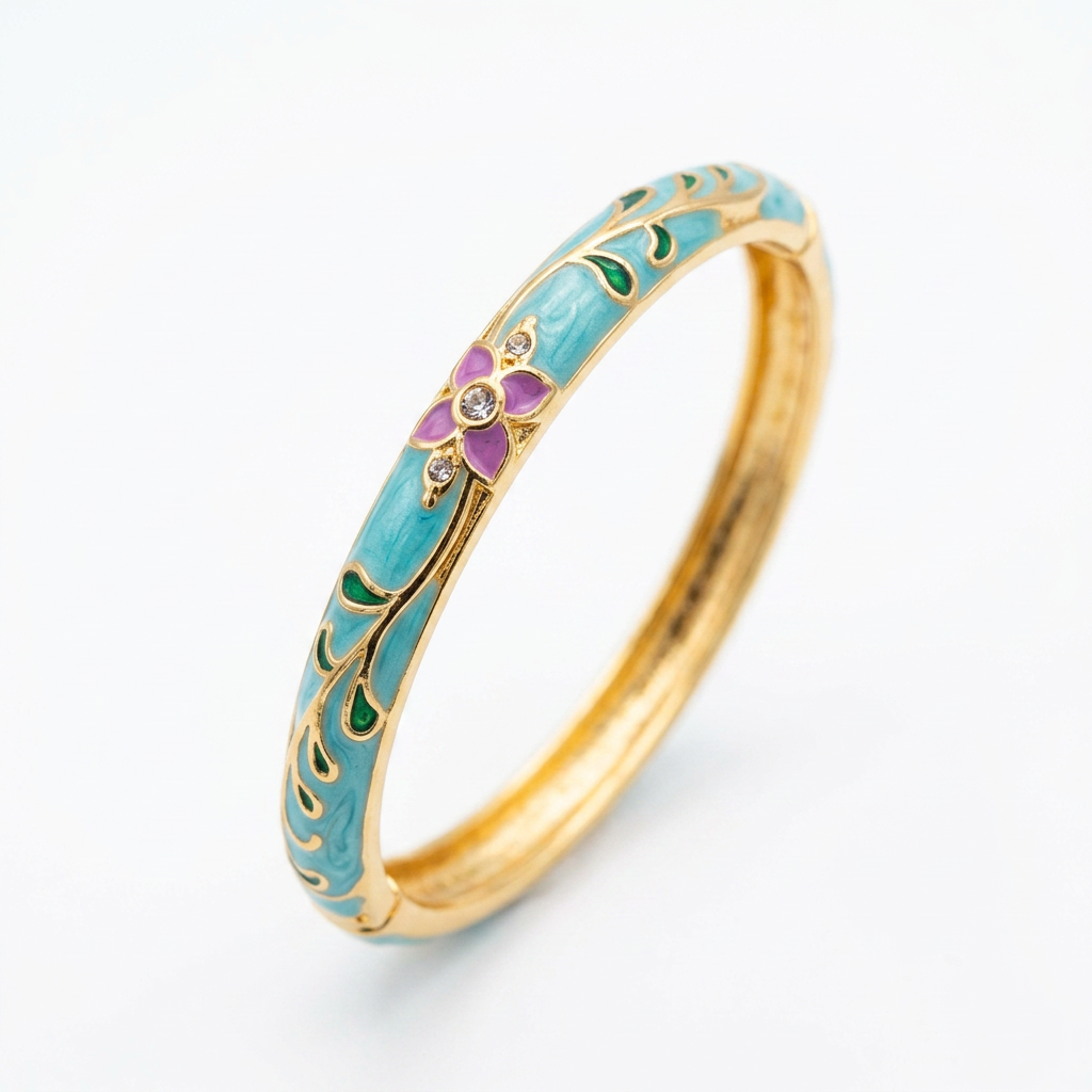 Enamel Floral Stainless Steel Bangles
