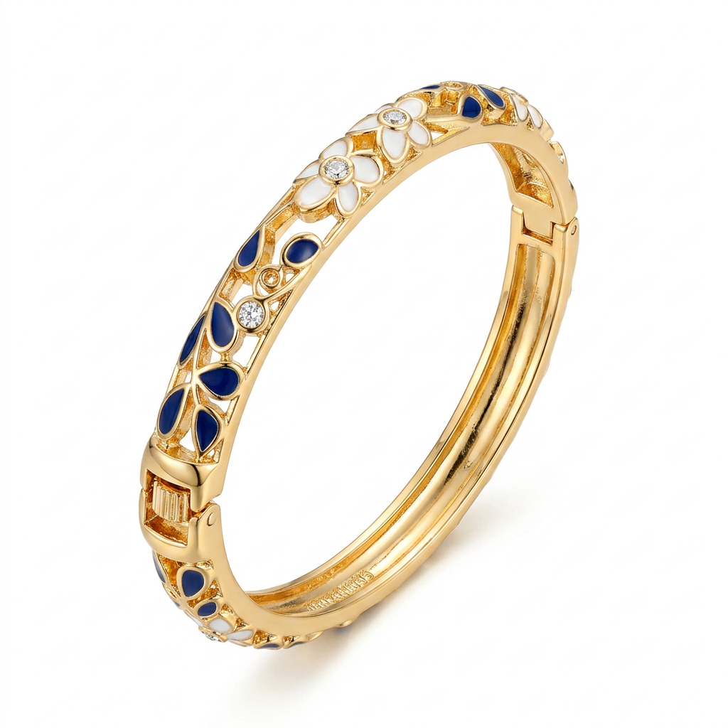 Enamel Floral Stainless Steel Bangles