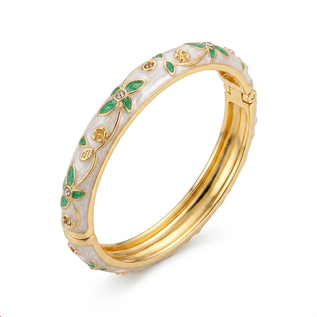 Enamel Floral Stainless Steel Bangles
