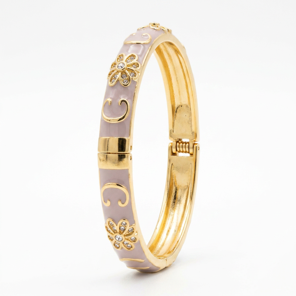Enamel Floral Stainless Steel Bangles