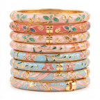 Enamel Floral Stainless Steel Bangles
