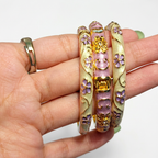 Enamel Floral Stainless Steel Bangles