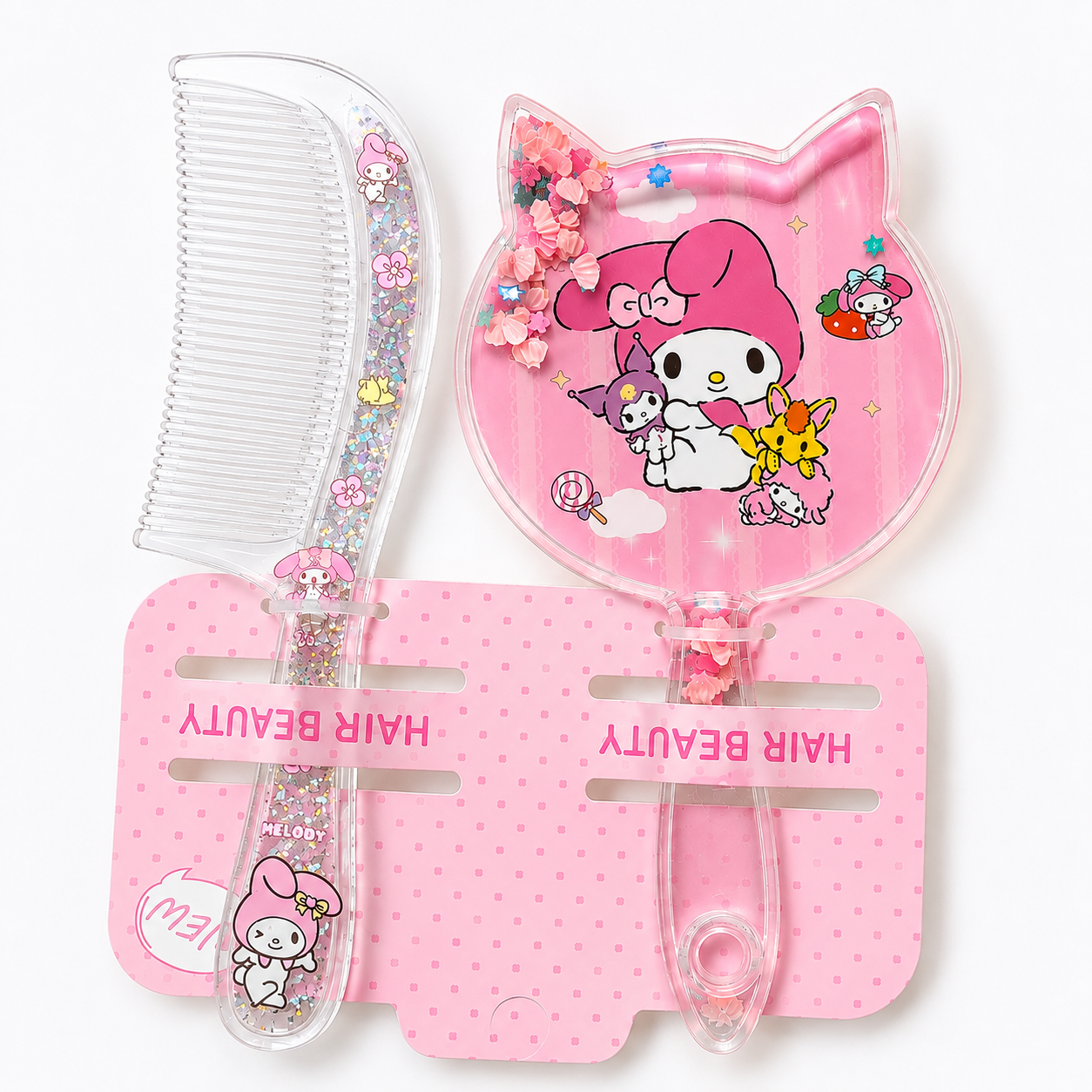 My Melody & Kuromi Glitter Comb and Mirror Set Secondary image