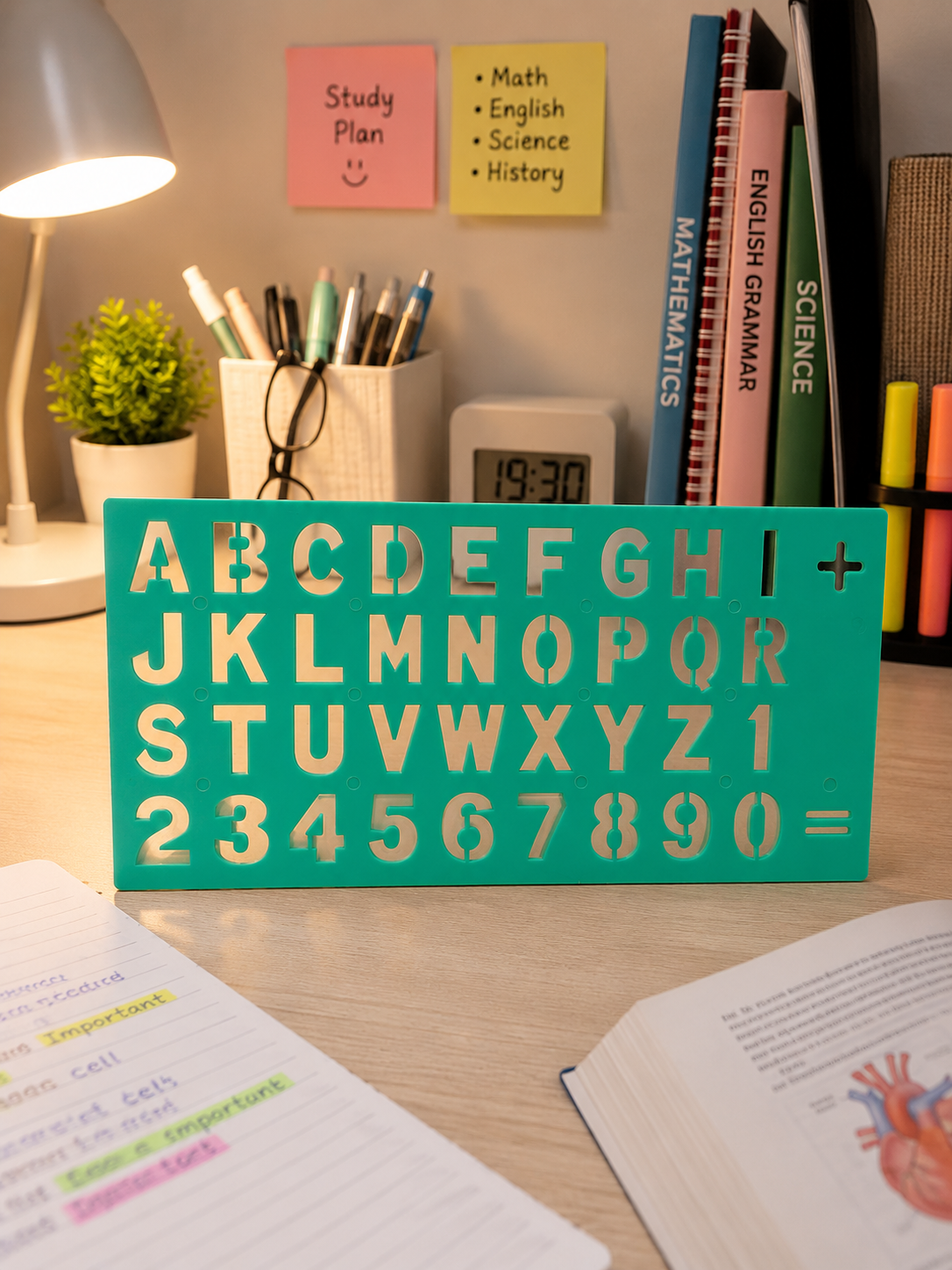ALPHABET & NUMBER STENCIL RULER