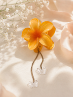 Flower Hair Claw with Butterfly Chain Charms