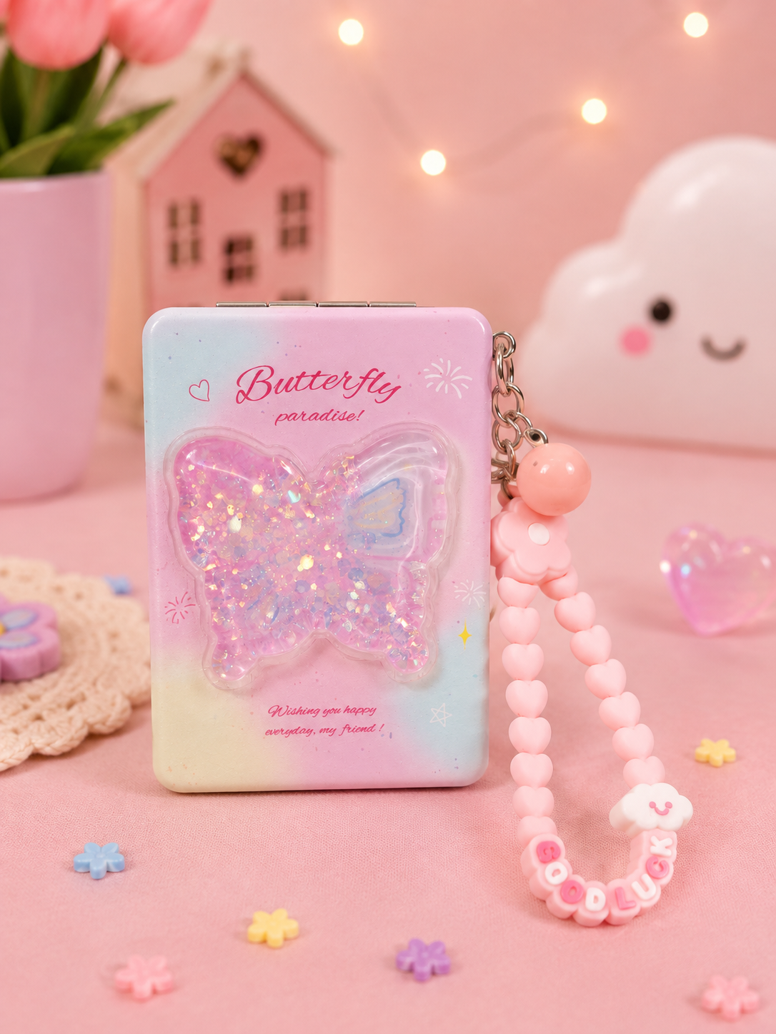 Butterfly Portable Double-Sided Folding Mirror Secondary image
