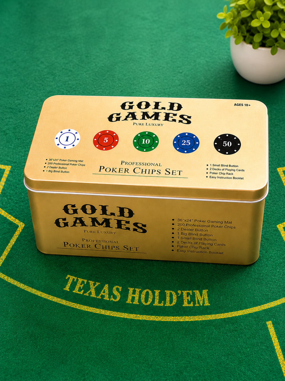 Professional Poker & Blackjack Set – 200 Chips with Gaming Mat Secondary image