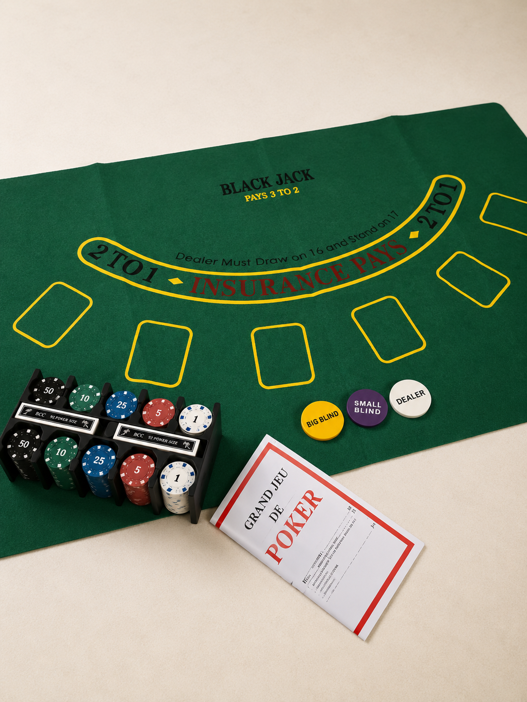 Professional Poker & Blackjack Set – 200 Chips with Gaming Mat