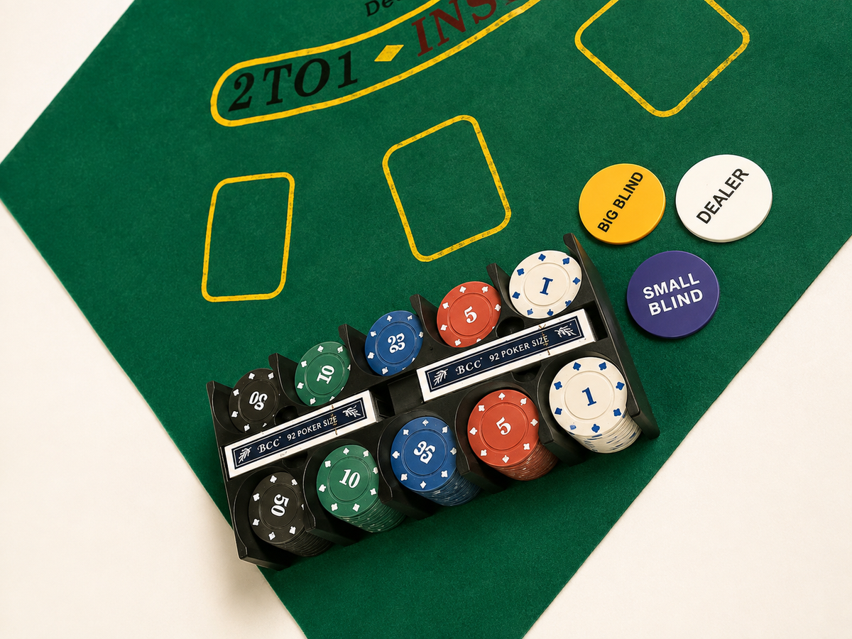 Professional Poker & Blackjack Set – 200 Chips with Gaming Mat