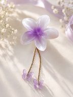 Flower Hair Claw with Butterfly Chain Charms