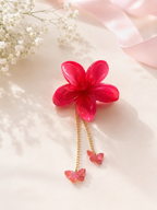 Flower Hair Claw with Butterfly Chain Charms