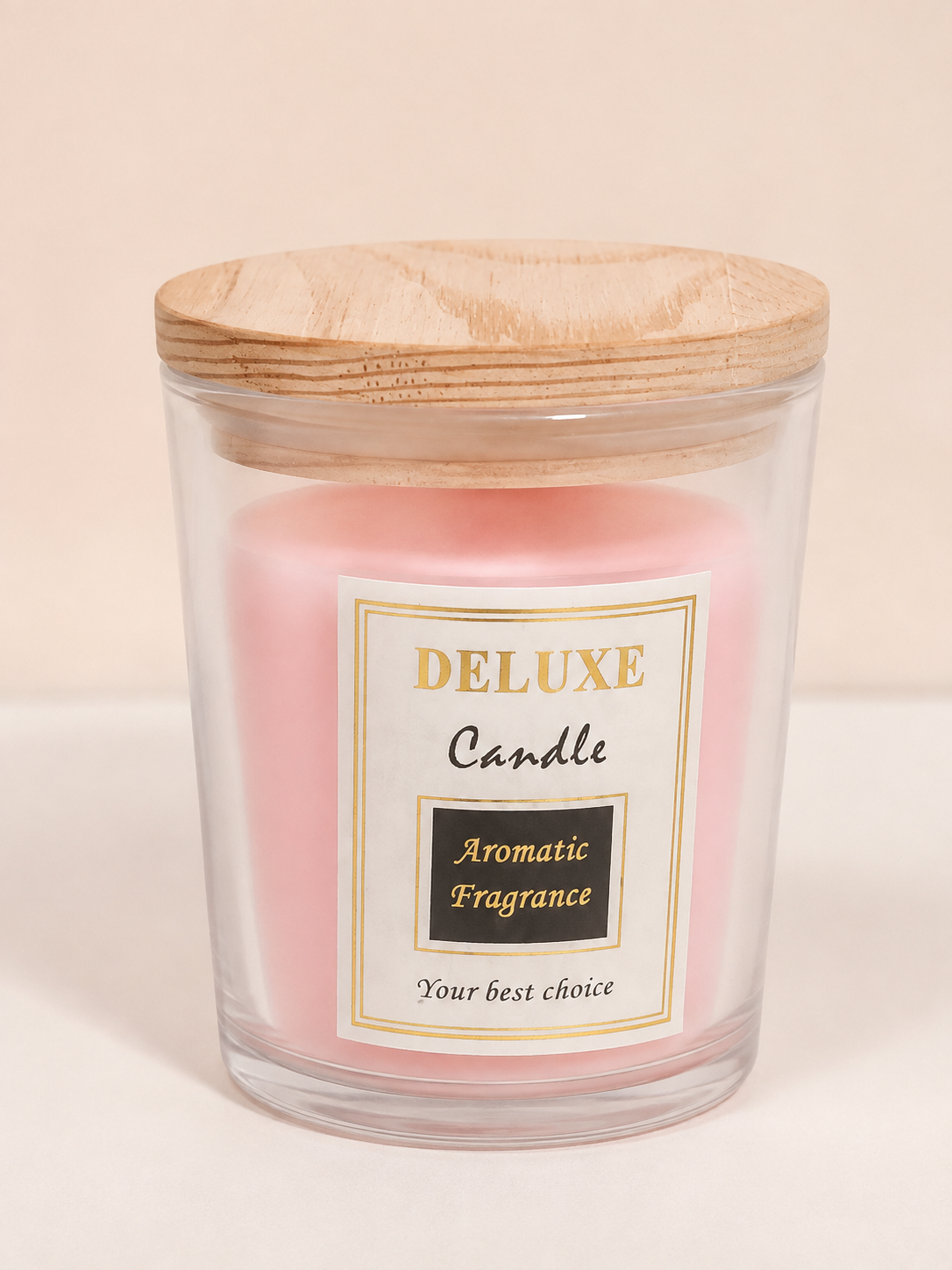 Deluxe Pink Aromatic Fragrance Candle with Wooden Lid Main image