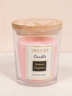Deluxe Pink Aromatic Fragrance Candle with Wooden Lid