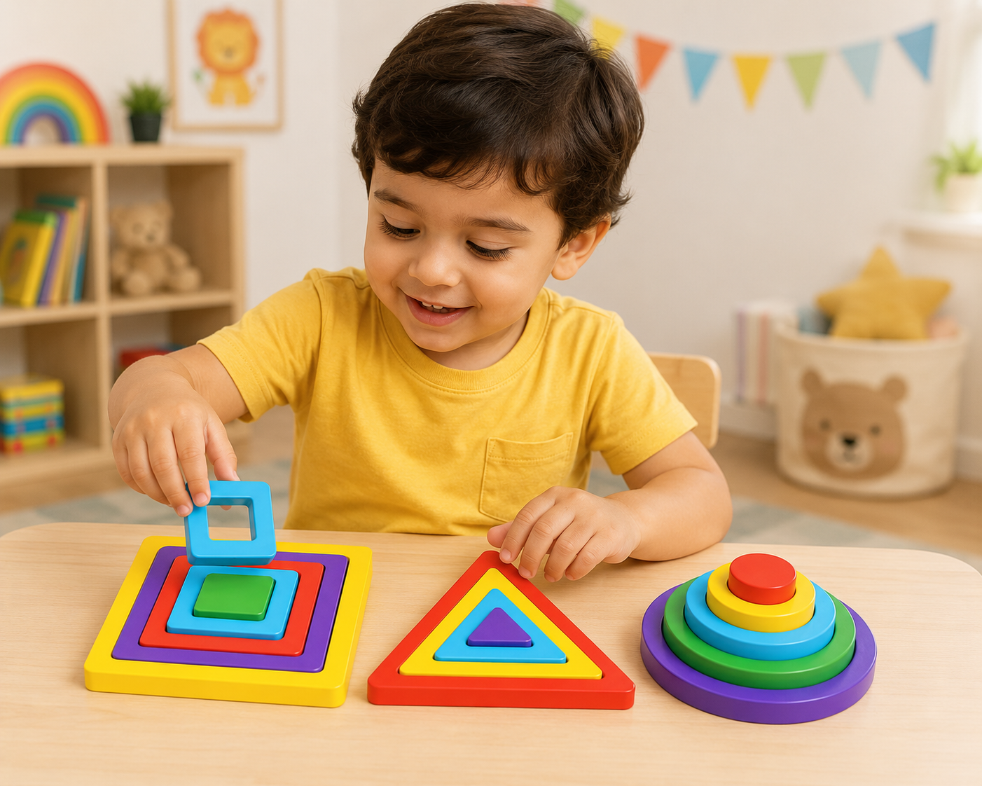 Wooden 3-in-1 Geometric Shape Puzzle Main image