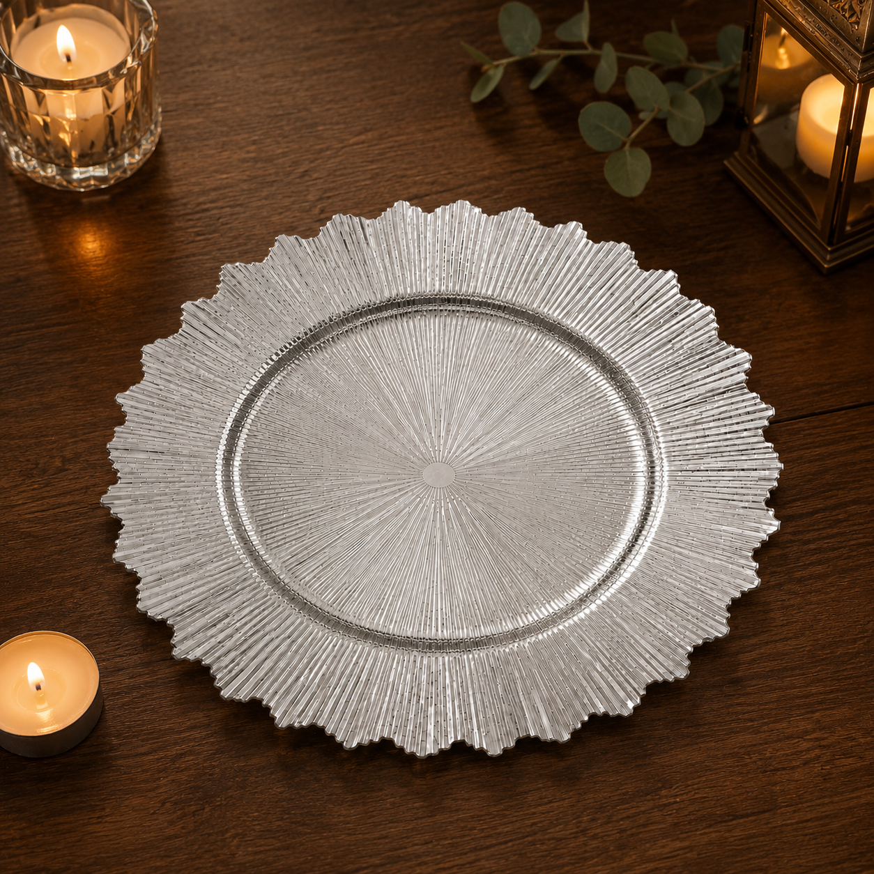 Silver Decorative Serving Platter (Plastic)