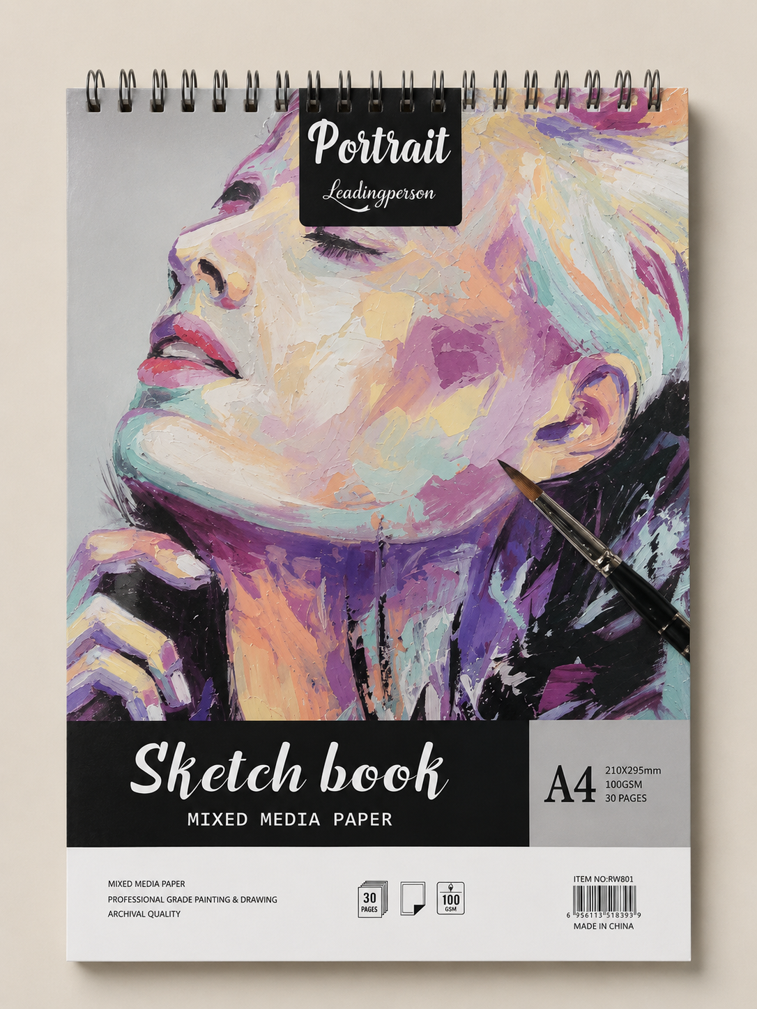 A4 Mixed Media Spiral Sketch Book – 30 Pages Main image