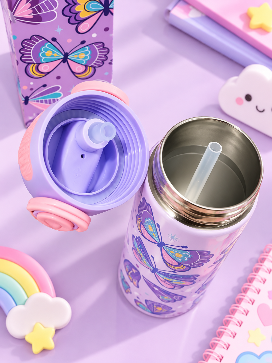 Smiggle Butterfly Insulated Water Bottle – 620ml Secondary image
