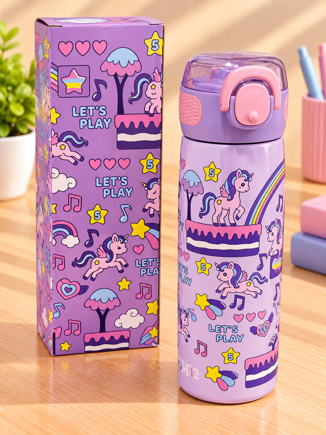 Smiggle Let’s Play Unicorn Water Bottle – 620 ml Main image