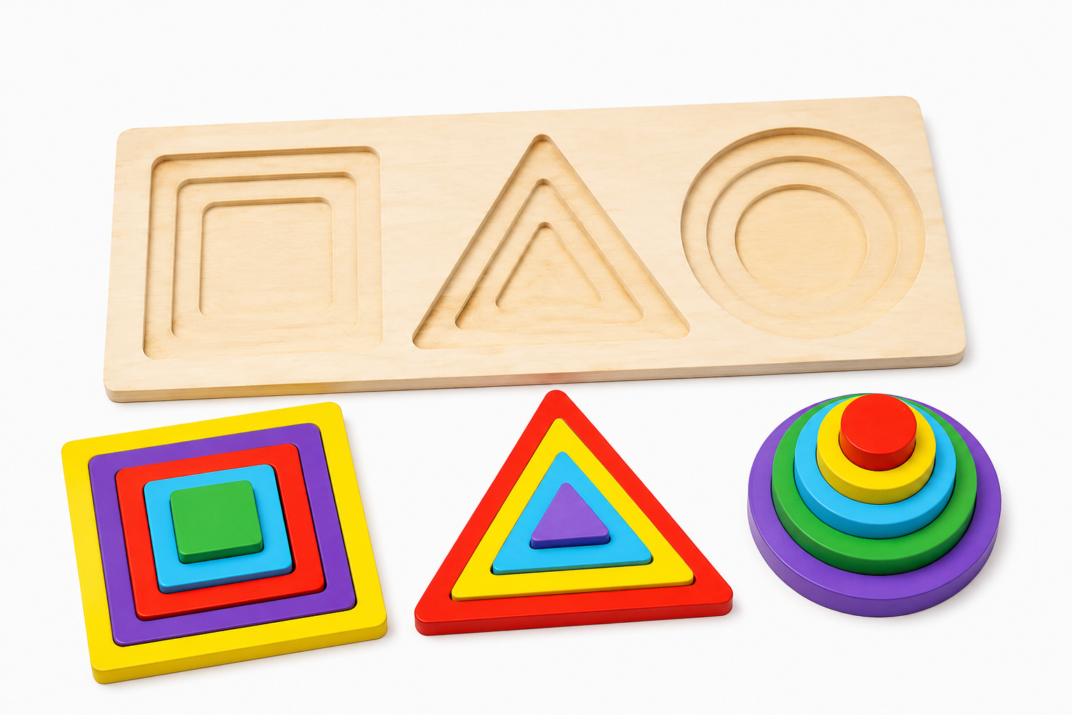 Wooden 3-in-1 Geometric Shape Puzzle
